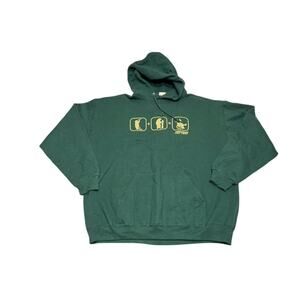 Vtg Harveys Lake Tahoe Funny Bear Drinking Snowboarding Green Hoodie Sweatshirt